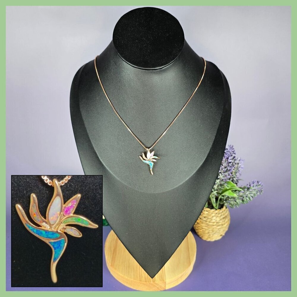 Dramatic Torch Pendant‎ with Multi-Colored Opals in Rose Gold (NWOT)